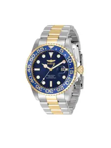 Invicta Men Blue Dial & Silver Toned Stainless Steel Bracelet Style Straps Analogue Watch 33254