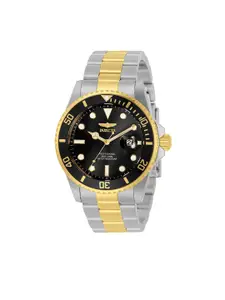 Invicta Men Black Dial & Silver Toned Stainless Steel Bracelet Style Straps Analogue Watch 33269