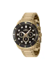 Invicta Men Black Dial & Gold-Plated Stainless Steel Bracelet Style Straps Analogue Watch 46042