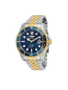 Invicta Men Blue Dial & Silver Toned Stainless Steel Bracelet Style Straps Analogue Watch 30616