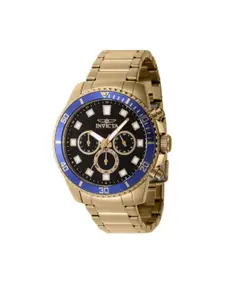 Invicta Men Gold-Plated Stainless Steel Bracelet Style Straps Analogue Watch 46056