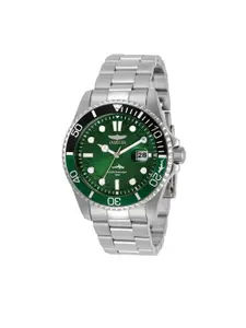 Invicta Men Green Dial & Silver Toned Stainless Steel Bracelet Style Straps Analogue Watch 30808