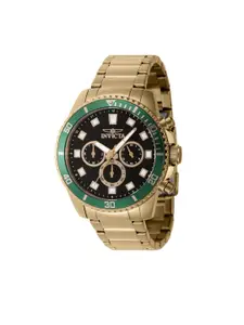 Invicta Men Black Dial & Gold-Plated Stainless Steel Bracelet Style Straps Analogue Watch 46055