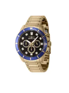 Invicta Men Black Dial & Gold-Plated Stainless Steel Bracelet Style Straps Analogue Watch 46044