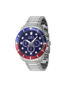 Invicta Men Black Dial & Blue Stainless Steel Bracelet Style Straps Analogue Watch 46041