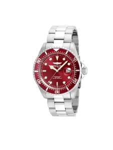 Invicta Men Red Dial & Silver Toned Stainless Steel Bracelet Style Straps Analogue Watch 22048