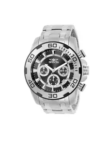 Invicta Men Black Dial & Silver Toned Stainless Steel Bracelet Style Straps Analogue Watch 22318