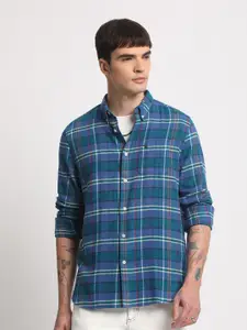 THE BEAR HOUSE Men Tartan Checked Slim Fit Casual Shirt