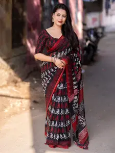 Ekasya Red Linen Blend Designer Saree