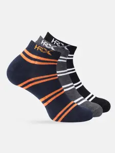 HRX by Hrithik Roshan Men Set of 3 Striped Ankle-Length Socks