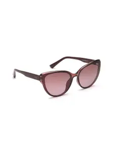 IRUS by IDEE Women Pink Lens & Brown Cateye Sunglasses with UV Protected Lens