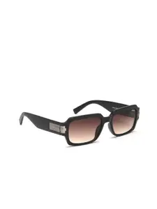 IRUS by IDEE Men Brown Lens & Black Rectangle Sunglasses with UV Protected Lens