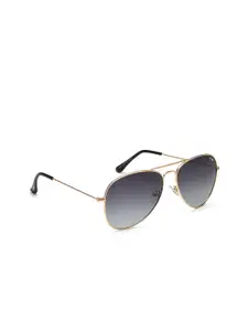 IRUS by IDEE Men Grey Lens & Gold-Toned Aviator Sunglasses with UV Protected Lens