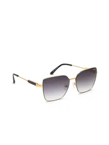 IRUS by IDEE Women Grey Lens & Gold-Toned Square Sunglasses with UV Protected Lens