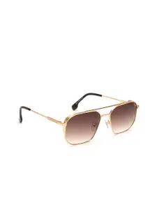 IRUS by IDEE Men Brown Lens & Gold-Toned Aviator Sunglasses with UV Protected Lens