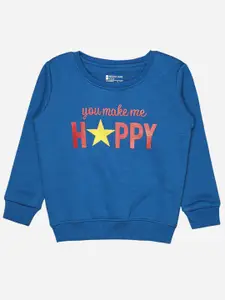 Bodycare Kids Girls Typography Printed Fleece Pullover Sweatshirt