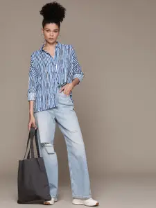 The Roadster Lifestyle Co. Striped Oversized Casual Shirt