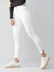 Roadster Women White Skinny Fit High Rise Clean Look Stretchable Jeans