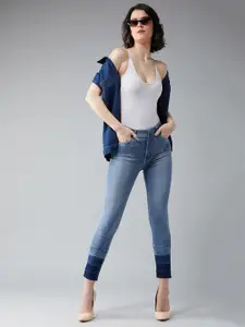 Roadster Women Blue Skinny Fit High Rise Stretchable Cropped Jeans