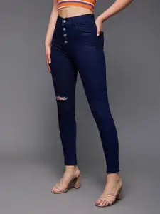 Roadster Women Skinny Fit High-Rise Slash Knee Jeans