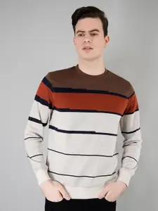 TIM PARIS Striped Stretchable Cotton Pullover Sweatshirt