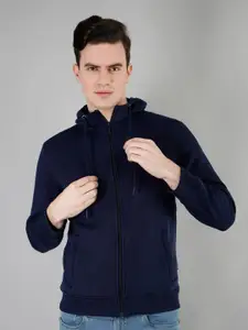 TIM PARIS Hooded Stretchable Cotton Front Open Sweatshirt