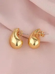 KRYSTALZ Gold-Toned Leaf Shaped Hoop Earrings