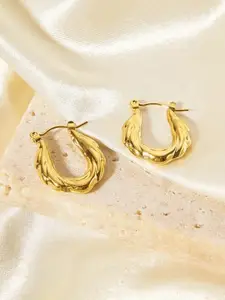 KRYSTALZ Gold-Plated Stainless Steel Oval Hoop Earrings