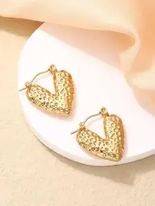 KRYSTALZ Gold-Toned Heart Shaped Hoop Earrings