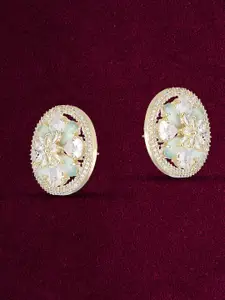 Adwitiya Collection 24 CT Gold-Plated Cubic Zirconia-Studded Classic Studs Earrings