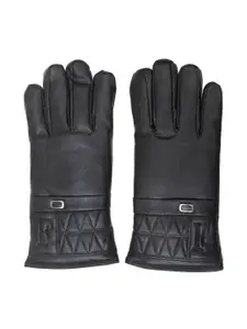 Calvadoss Men Windproof Faux Leather Winter Gloves
