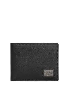 Eske Men Multicoloured & Black Leather Two Fold Wallet
