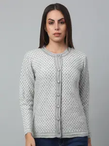 Cantabil Cable Knit Self Design Acrylic Cardigan Sweater