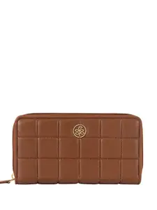 Eske Women Brown Leather Zip Around Wallet