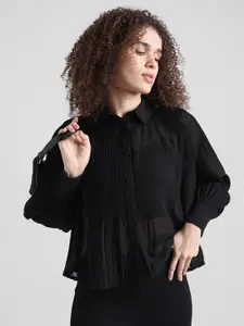 ONLY Pleated Semi Sheer Casual Shirt