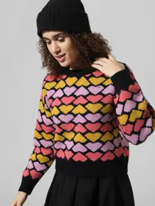 ONLY Conversational Self Design Round Neck Pullover Sweater