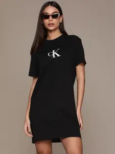 Calvin Klein Jeans Brand Logo Printed Pure Cotton T-shirt Dress