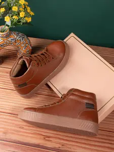 The Roadster Lifestyle Co. Women Tan coloured High-Top Platform Lace Up Boots