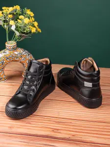 The Roadster Lifestyle Co. Women Black High-Top Platform Lace Up Boots