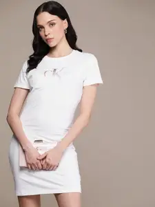 Calvin Klein Jeans Brand Logo Print Applique T-shirt Dress