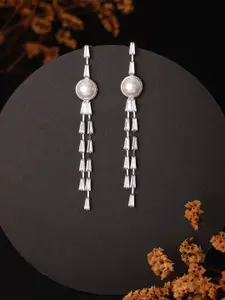 Jazz and Sizzle Rhodium-Plated Contemporary Drop Earrings