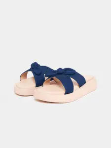 Styli Bow Detail Chunky Open Toe Flats