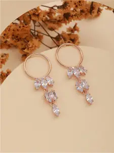 Jazz and Sizzle Silver-Plated Cubic Zirconia Studded Circular Drop Earrings