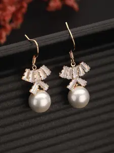 Jazz and Sizzle Silver-Plated Pearl Beaded Floral Drop Earrings