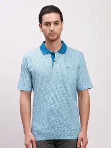 ColorPlus Geometric Printed Polo Collar Pockets T-shirt