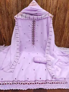 Panzora Lavender Embroidered Unstitched Dress Material