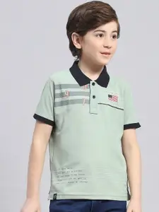 Monte Carlo Boys Short Sleeves Printed Polo Collar T-shirt