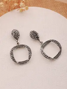 Jazz and Sizzle Silver-Plated Cubic Zirconia Circular Drop Earrings