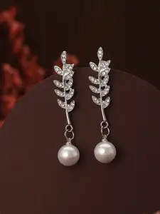 Jazz and Sizzle Rhodium-Plated Floral Drop Earrings