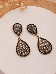 Jazz and Sizzle Gold-Plated Cubic Zirconia Teardrop Shaped Drop Earrings